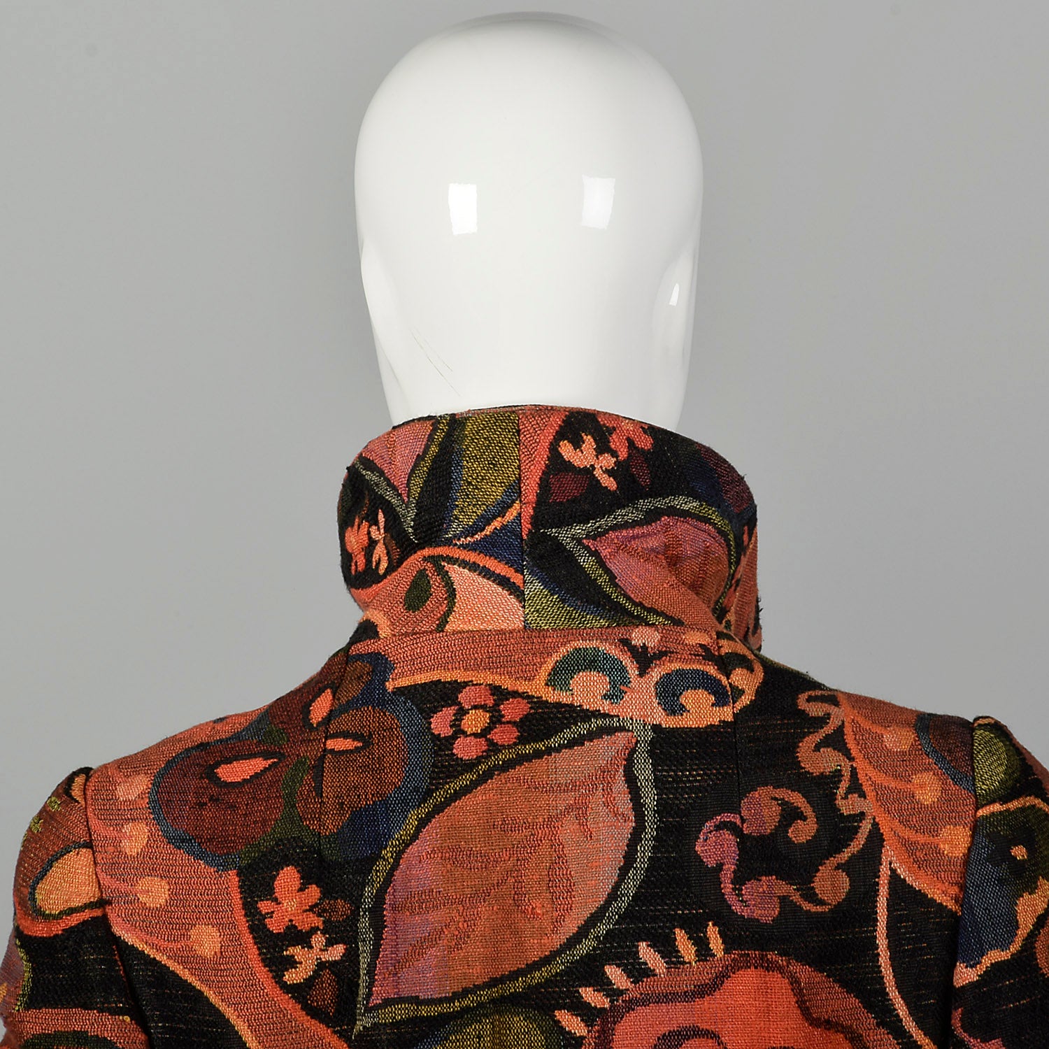 XS 1970s Orange Belted Tapestry Coat