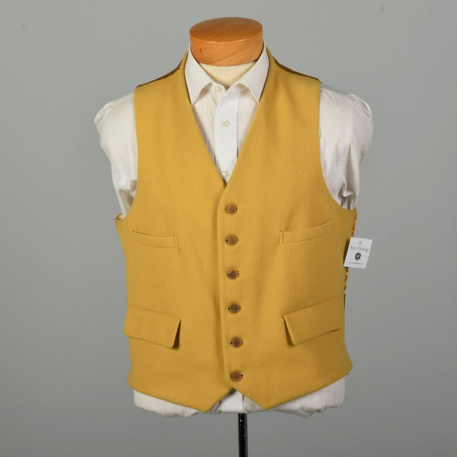 Large 1950s Vest Yellow Belvoir Waistcoat English Riding Vest Fox Hunting