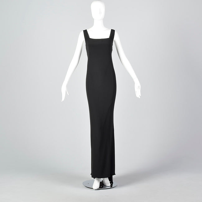 1990s Valentino Boutique Backless Long Black Evening Gown