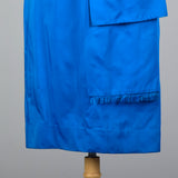 1950s Electric Blue Pencil Dress with Hip Sash