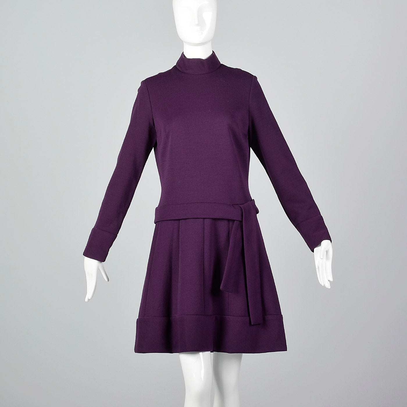 1960s Purple Knit Dress with Dropped Waist