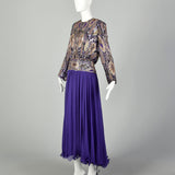 Jack Bryan Purple Formal Dress Long Sleeve Beaded Evening Gown