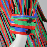 1980s Yves Saint Laurent Colorful Stripe Print Dress