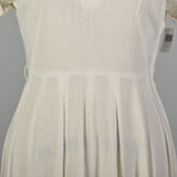 Medium 1950s White Rayon Summer Casual Dress with Pearl Neckline