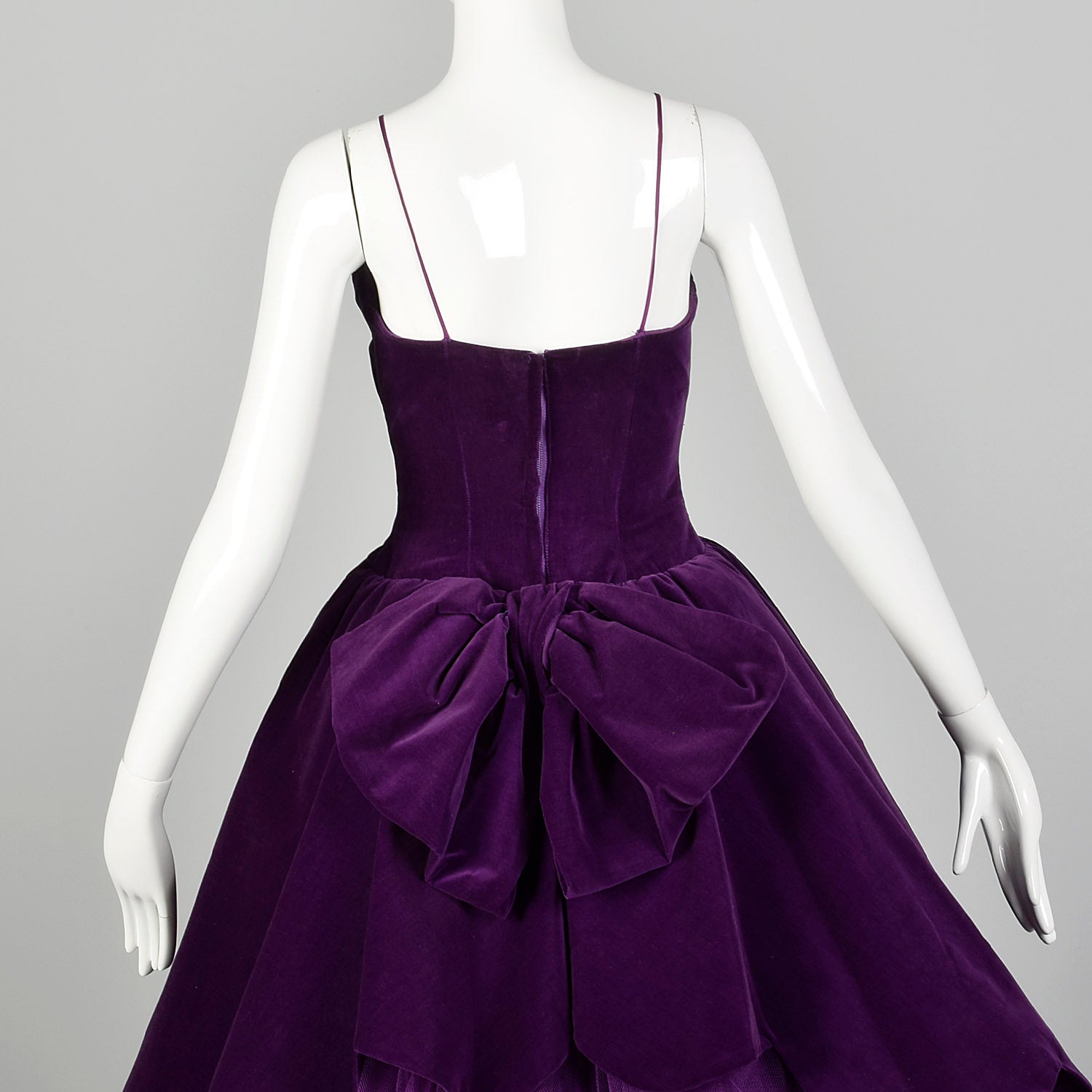 XS 1950s Purple Velvet and Tulle Ball Gown