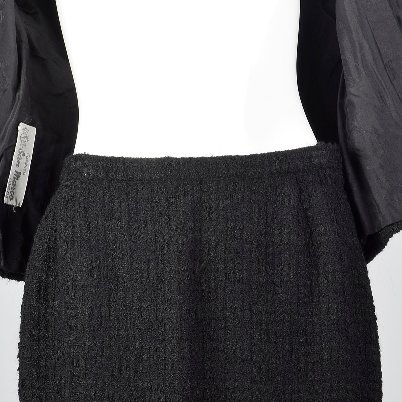 1960s Black Chunky Tweed Skirt Suit