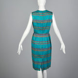 1950s Teal Print Dress