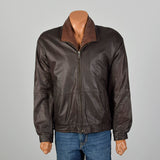 Large Remy Mens 1990s Chocolate Brown Leather Jacket