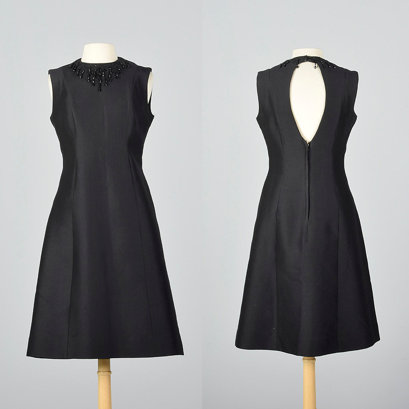 1960s Suzy Perette Black Dress with Keyhole Back