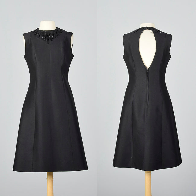 1960s Suzy Perette Black Dress with Keyhole Back
