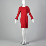 1980s Travilla Red Wool Dress