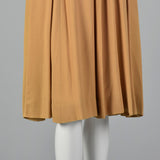1940s Tan Rayon Crepe Dress with Full Flower Corsage