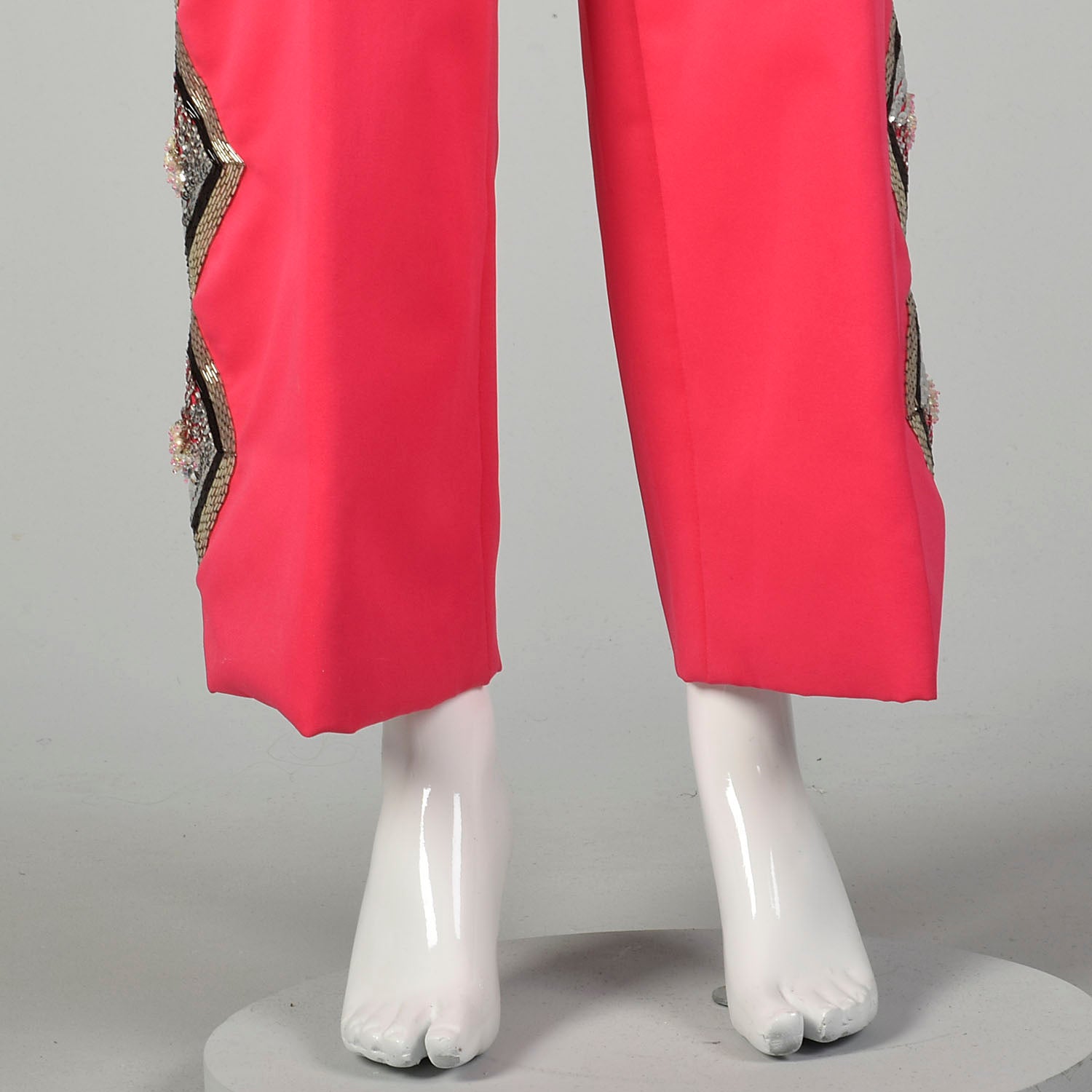 XL 1970s Hot Pink Pants Sequin High Rise Wide Leg