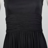 1970s Black Jersey Knit Maxi Dress