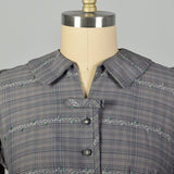 XXL 1950s Gray Plaid Cotton Day Dress Short Sleeve Summer Casual Volup