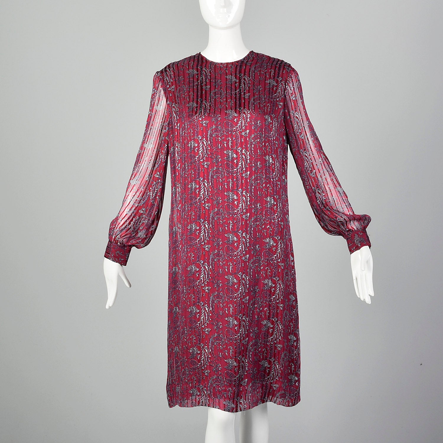 Large 1980s Pleated Silk Dress