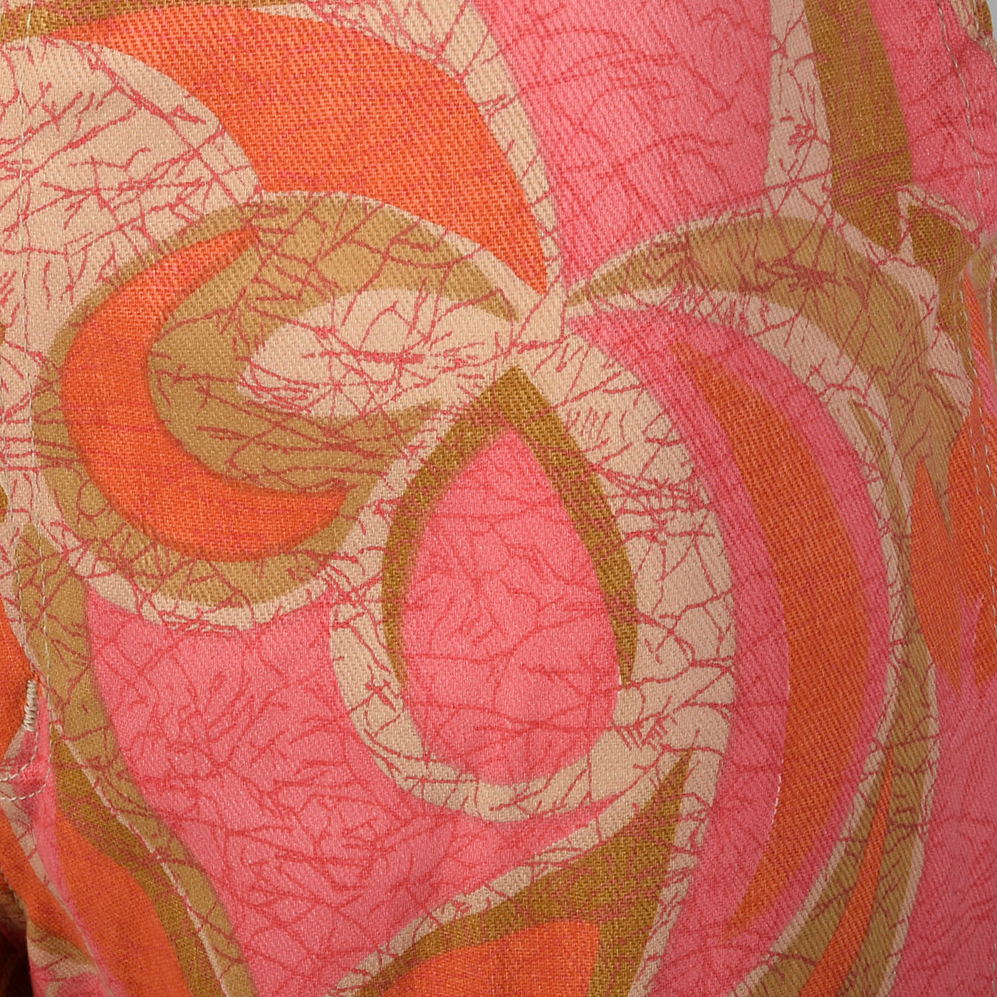 1970s Wrangler Pink and Orange Abstract Print Bellbottoms