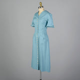 Medium 1940s Linen Day Dress with Button Front