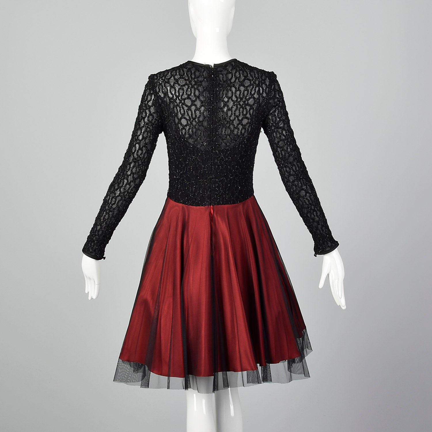 1990s Red and Black Cocktail Dress