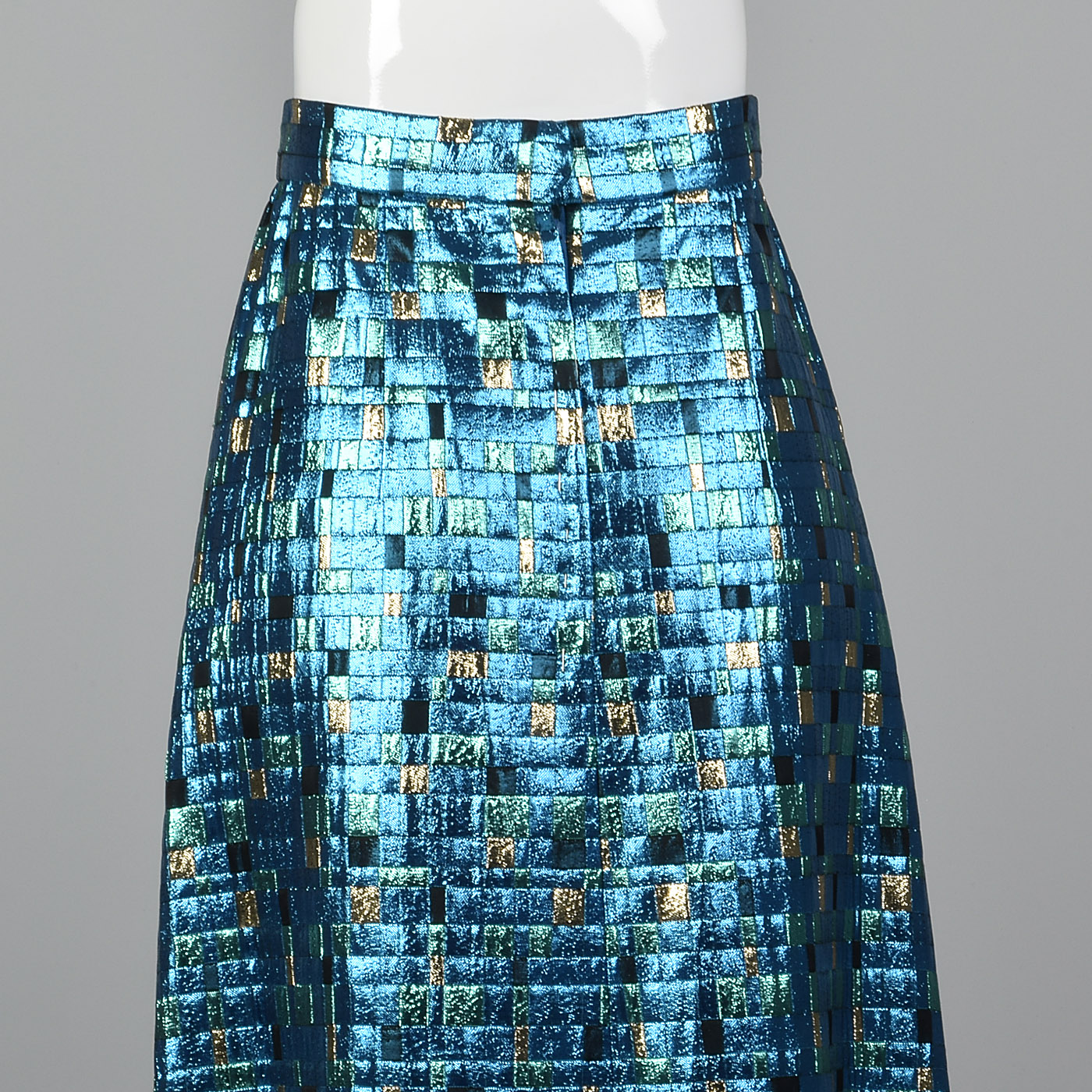XL 1970s Metallic Blue Maxi Skirt