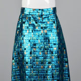 XL 1970s Metallic Blue Maxi Skirt