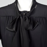 1990s Bottega Veneta Black Dress with Fabric Ties