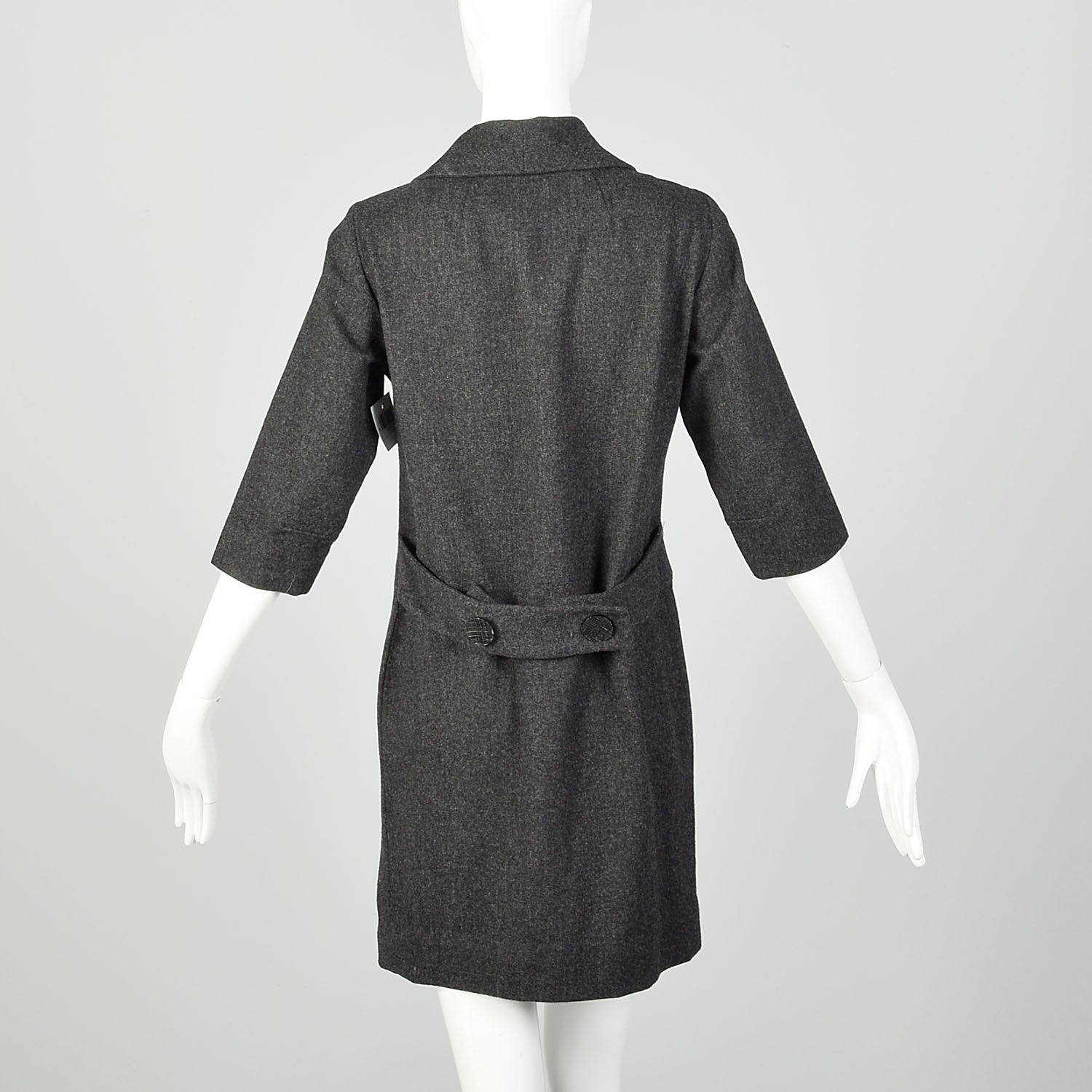 Medium 1960s Wool Dress Gray Double Breasted Casual