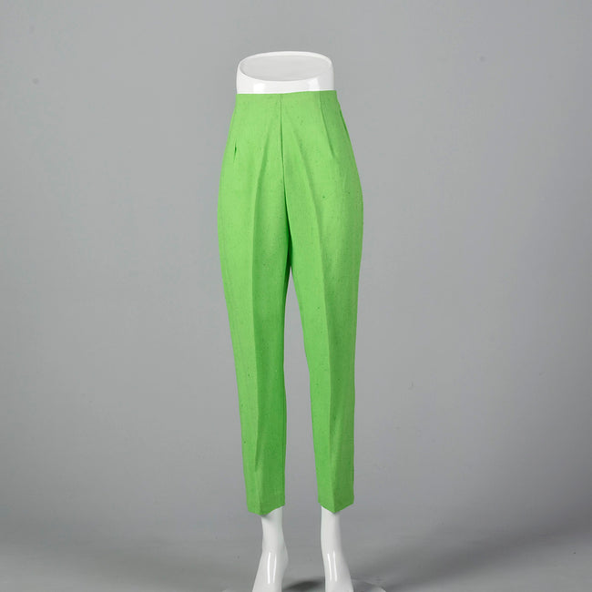 1960s Bright Green Cigarette Pants