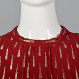 Adele Simpson Red Evening Dress with Golden Raindrops