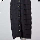 1950s Little Black Cocktail Dress with Layered Design