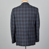 1950s Mens Wool Jacket in Blue and Gray Check