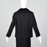 1960s Black Winter Skirt Suit with Boxy Jacket and Pencil Skirt