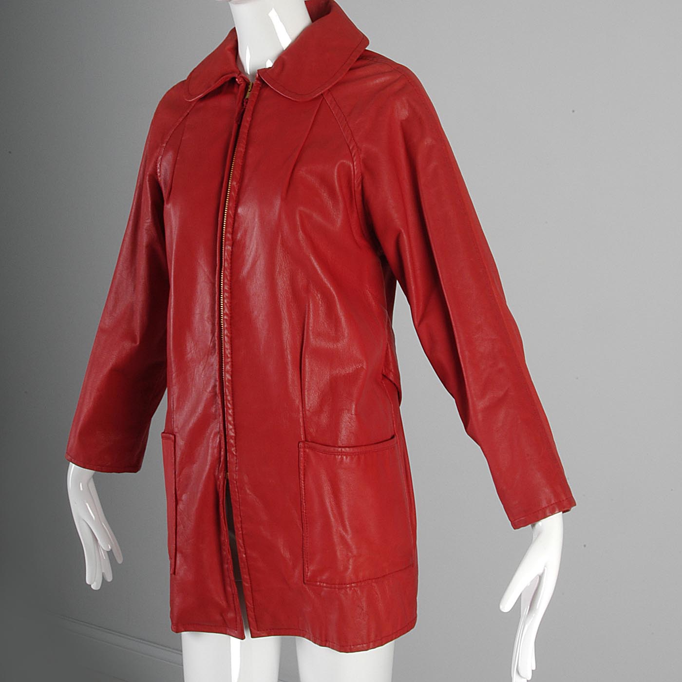 1960s Bright Lipstick Red Leather Jacket