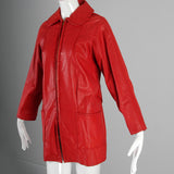 1960s Bright Lipstick Red Leather Jacket
