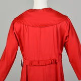 Small 1960s Red Satin Empire Waist Coat Bracelet Sleeve Formal Holiday Outerwear