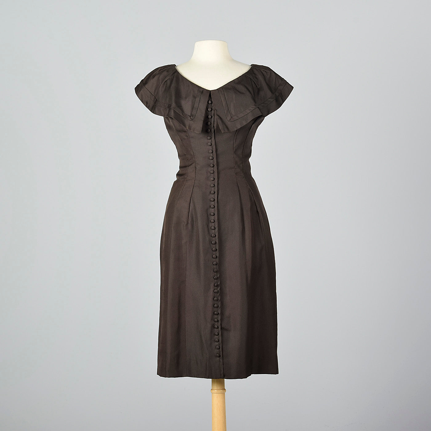 1950s Suzy Perette Dark Brown Wiggle Dress