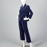 1980s Sonia Rykiel Velour Knit Set in Blue