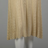 XS 1930s Hand Knit Dress Bohemian Sheer Cotton Short Sleeves