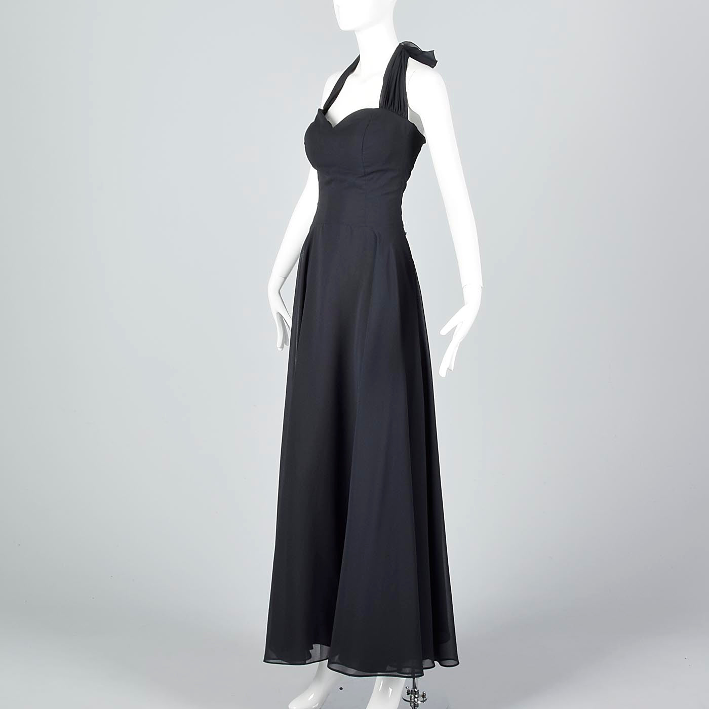 Small 1990s Black Halter Dress
