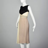 1950s Three Color Cocktail Dress in Silk Chiffon
