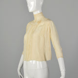 XXS 1910s Ivory Silk Shirtwaist Blouse