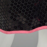 XS 1980s Black Sequin Dress Hot Pink Strapless Cocktail Mini