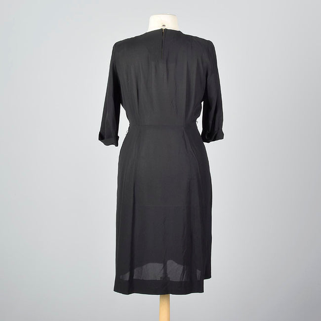 1950s Black Dress With Asymmetric Neckline