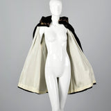 1940s Black Velvet Coat with Sequin Hood