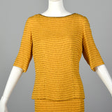 1960s Yellow Silk Dress with Beads