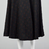 1950s Black Wool Fit and Flare Skirt