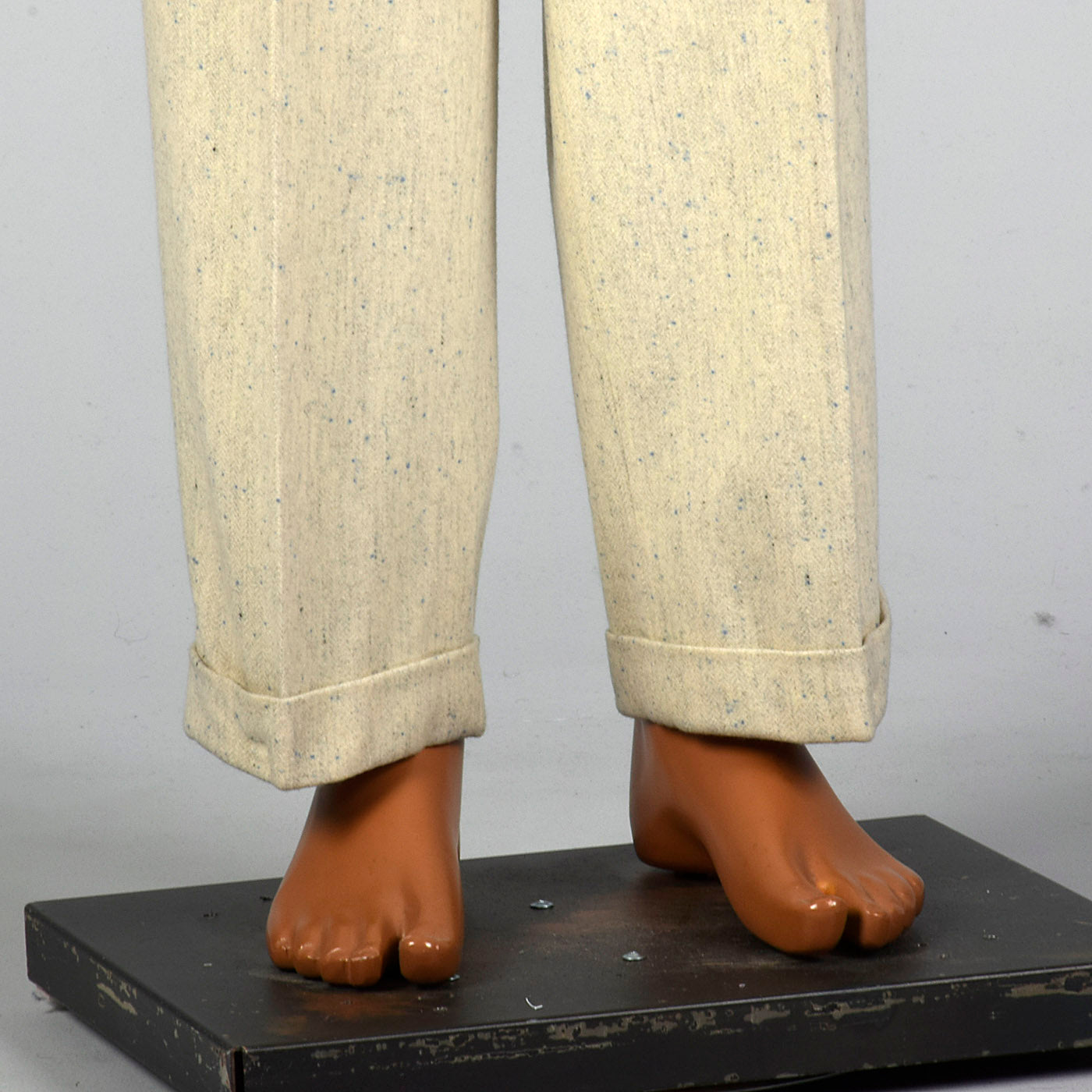 1950s Mens Hollywood Waist Wool Pants with Blue Flecks