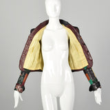 XXS 1970s Gandalf Patchwork Leather Jacket Boho Outerwear