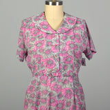 3XL 1950s Pink Floral Day Dress Short Sleeve Summer Volup