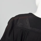 1940s Black Short Sleeve Blouse and Skirt Set